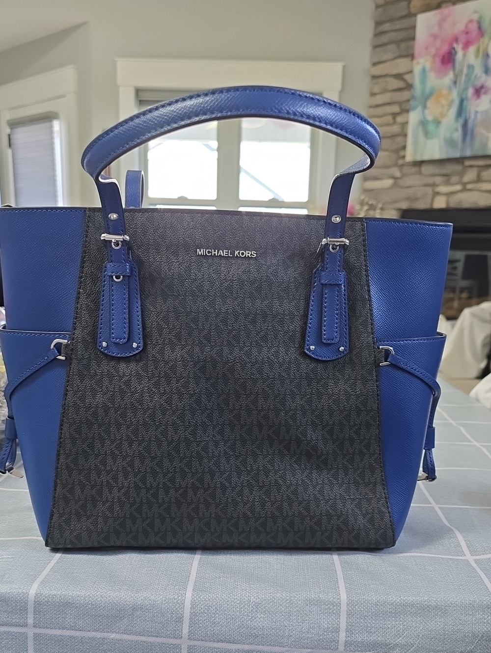 Michael Kors Black and Blue Signature Tote